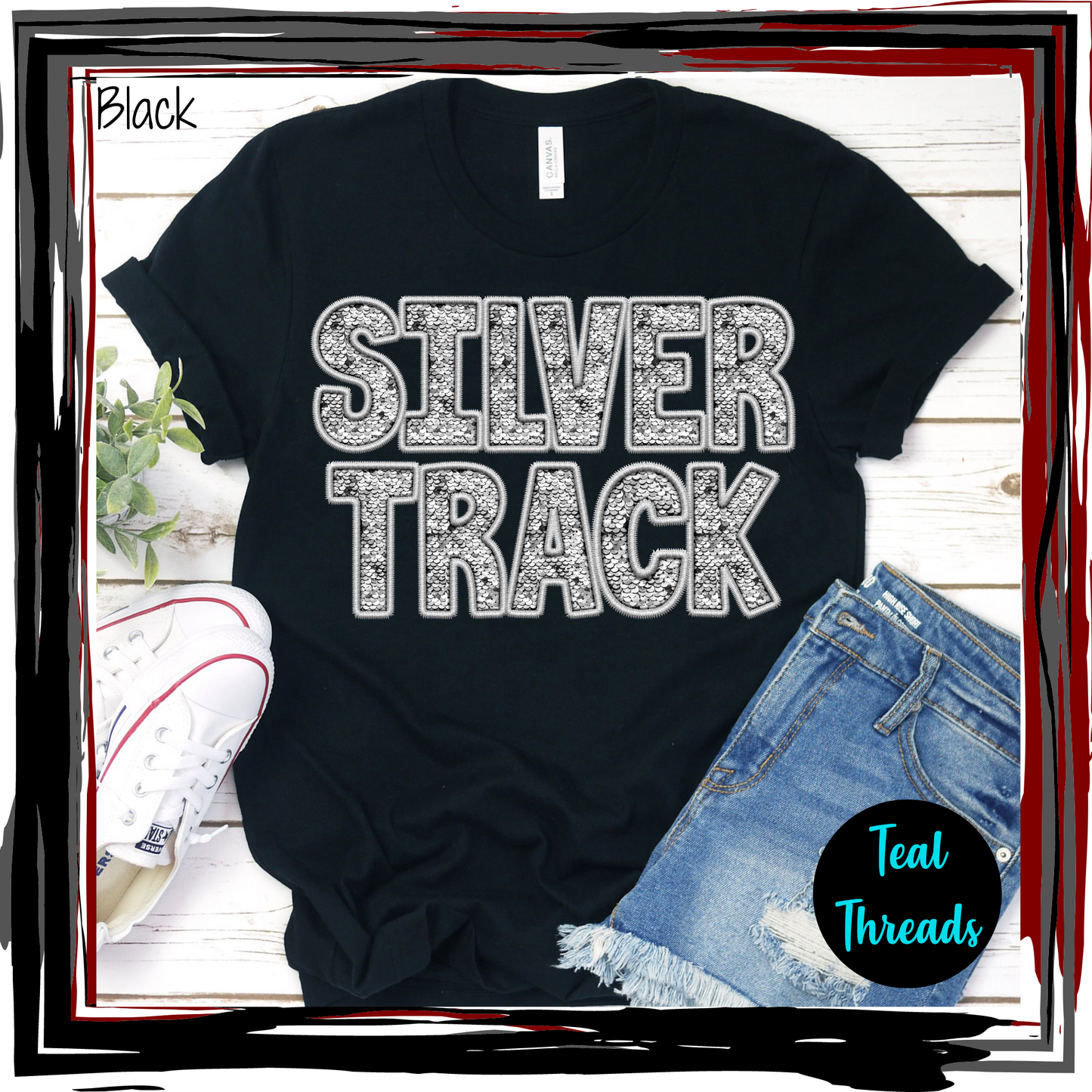 Silver Track Faux Sequin