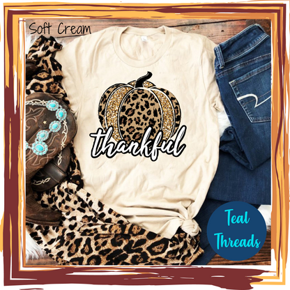 Thankful Leopard Pumpkin Faux Glitter