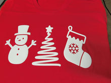 Load image into Gallery viewer, Snowman Tree Stocking Puff Print
