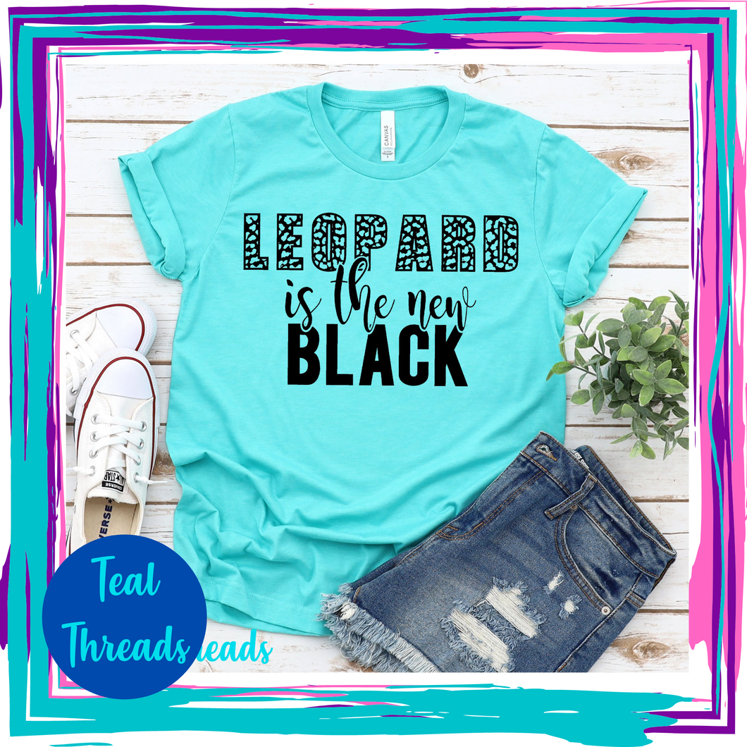 Leopard is the New Black on Turquoise - M (Sold as is)