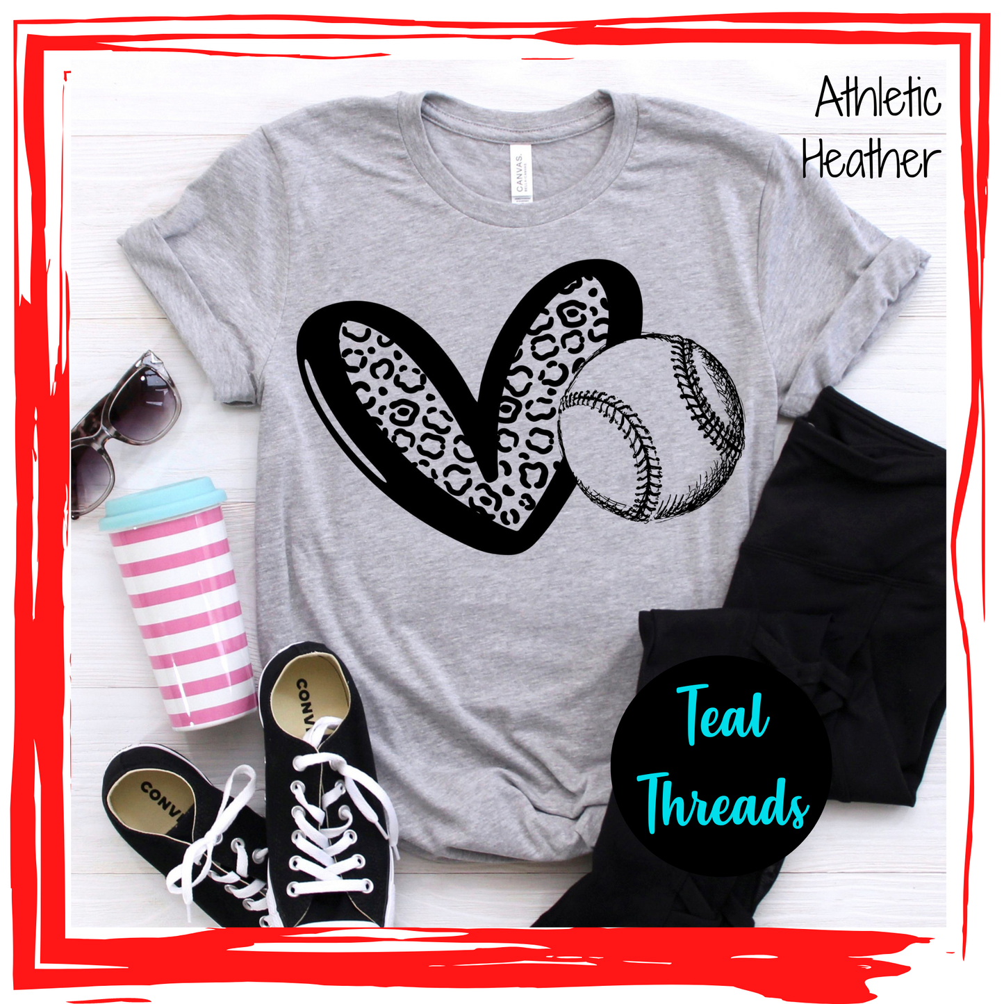 Leopard Heart Baseball/Softball - black - 1 left in stock!