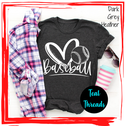 Baseball Heart - white - 1 left in stock!